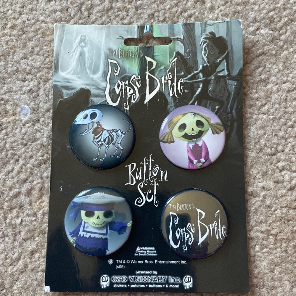 Corpse Bride Button Pins